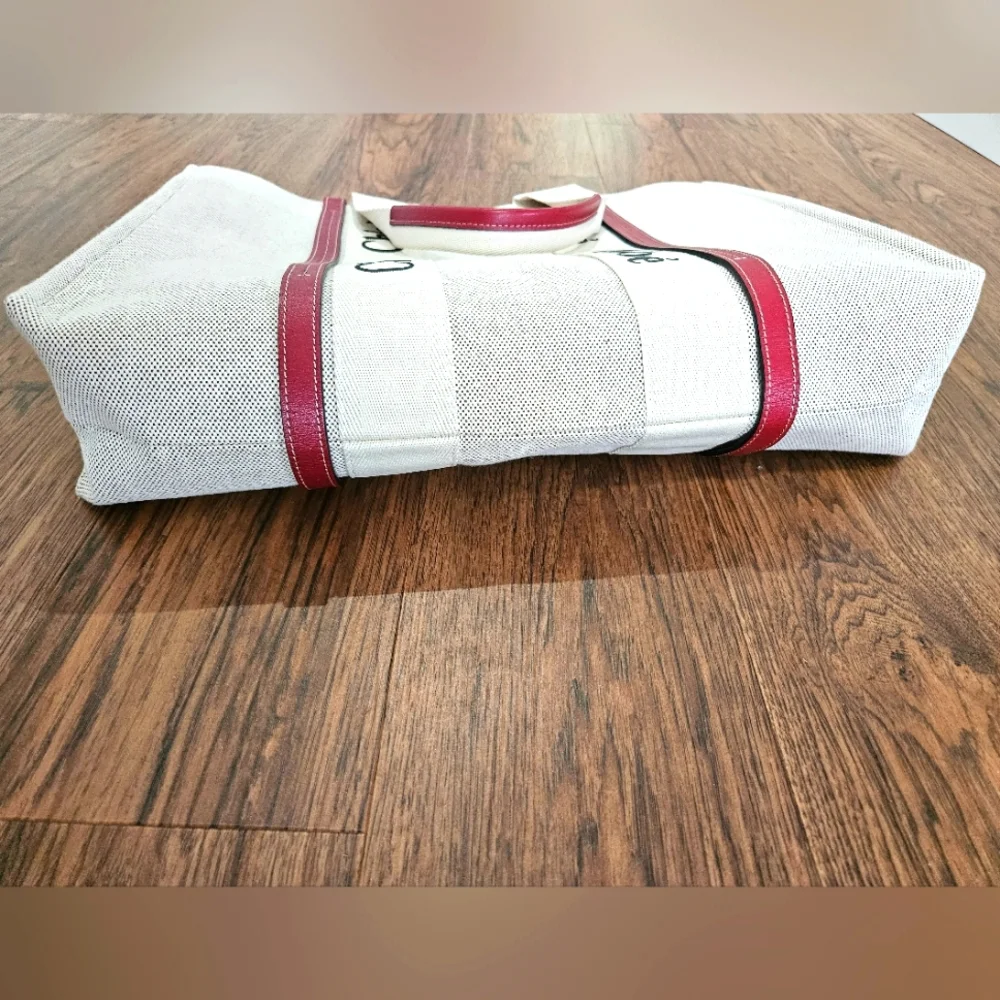 Chloe Woody Tote Bag in Linen & Leather - Picture 8 of 9